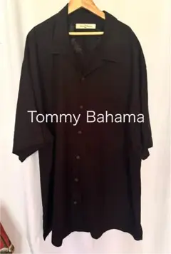 【Tommy Bahama】シルク半袖シャツ　XXL　黒無地　LAセレブ愛用