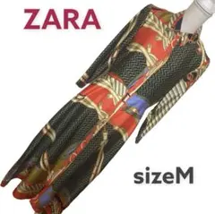 ZARA ヴィンテージ風　スカーフ柄　シャツワンピース