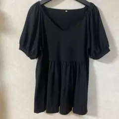 Tシャツ 胸元切り替え ブラック Ｍサイズ