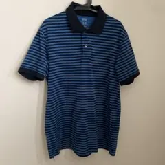 UNIQLO 青と黒のストライプ Lサイズ ポロシャツ