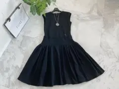 極美品★FOXEY/フォクシーニットドレス ダブルタック アセテートナイロン40