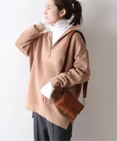 【定価17,600円】FRAMeWORKコットンハリヌキハーフジッププルオーバー