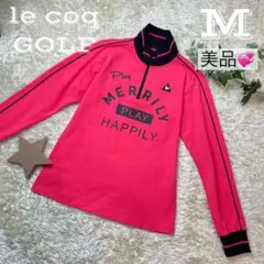 【美品】ルコックゴルフ★レディース ゴルフウェア ハーフジップ長袖 シャツ M