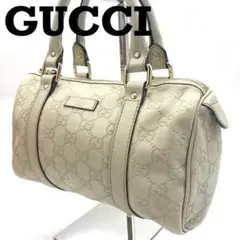 美品✨希少サイズ グッチ ハンドバッグ シマ GG レザー 金具 ミニボストンC