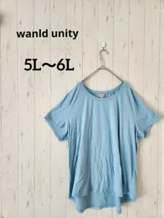 一点もの✨wanld unity【5L～6L】 水色 ルーズフィット Tシャツ✨