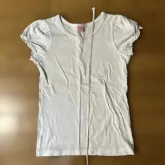 mezzo piano フリル付きホワイトTシャツ