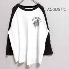 アコースティック　プリント七分袖Tシャツ　カットソー　バックロゴ　カジュアル