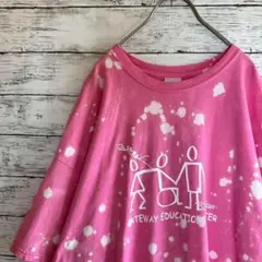 古着 GILDAN ギルダン Tシャツ ブリーチ ビッグシルエット ピンク2XL