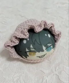 おまんじゅう ぬい フリル ボンネット ピンク 編み物