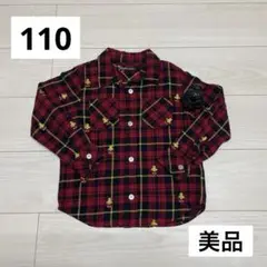 «美品»ヒステリックミニ ヒスミニ 長袖シャツ 赤 チェック 刺繍 110