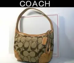 ★超美品!★COACH コーチ★シグネチャー柄ワンショルダーバッグ■チャーム付■