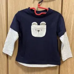 COMME CA ISM クマポケット長袖Tシャツ