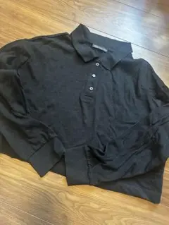 ZARA ブラック 長袖ポロシャツ