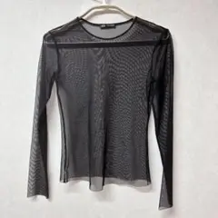 ZARA ブラック メッシュ 長袖 トップス M