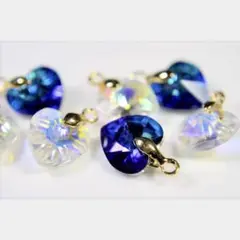 サンキャッチャー　金具付き、A級ガラス製ハートパーツ　サファイヤ