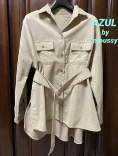 AZUL by moussy 2WAYコーデュロイ オーバーシャツ　ベージュ