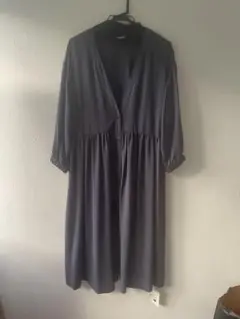 グレー 長袖シャツワンピース F