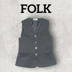 FOLK 事務服 ドット柄ベスト オフィスウェア (7) ブラック