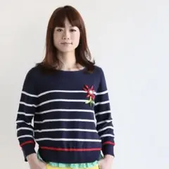 【希少】MUVEIL ミュベール ボーダーニットアンゴラ混 38 飾り