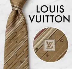 LOUIS VUITTONネクタイ シルク100%ルイヴィトンロゴ入りストライプ
