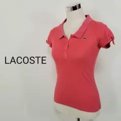 ラコステLACOSTEペールレッド半袖ポロシャツ38サイズMゴルフ テニス薄い赤