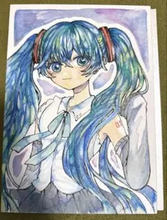 初音ミク 手描き イラスト 水彩画
