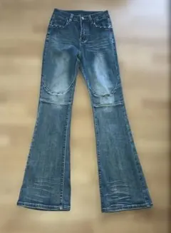 y2k スタッズ付きブーツカットデニムM 平成レトロ　平成ギャル