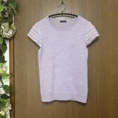 美品★クローラ　ラベンダー色のキャップスリーブニット★ウール100％