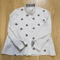 【極美品】Lierna 花柄刺繍　ストライプシャツ　長袖