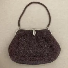 【美品】アンティーク総ビーズバッグ 紫 ※スマホ入ります 送料込み専用出品も可能