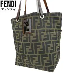 良品 FENDI フェンディ トートバッグ ズッカ キャンバス ブラウン 手提げ