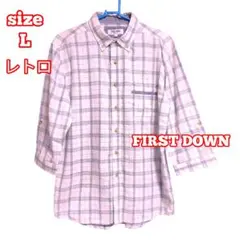 【美品】 FIRST DOWN チェック柄 7分袖シャツ Lサイズ