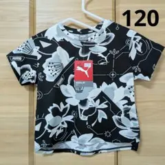 キッズ女児　１２０cm　 プーマ　Ｔシャツ　白黒　モノトーン　花柄