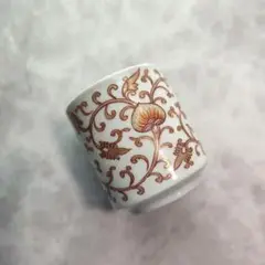 無傷完品 古伊万里 金彩赤絵 覗き 猪口 江戸時代 唐草 アンティーク 骨董