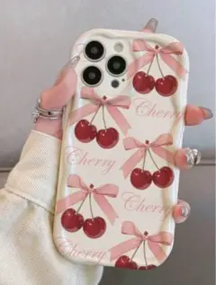 iPhone13 リボン&チェリー