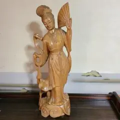 専用ページ　木彫り　天女 楽天市場】木彫り仏像 【柘植飛天（天女）】 一本彫り 総高34cm
