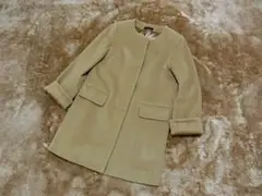 ESTNATION エストネーション アンゴラ ノーカラー コート キャメル