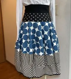 美品✨ドット&ストライプバルーンスカート　ピクチャーズ