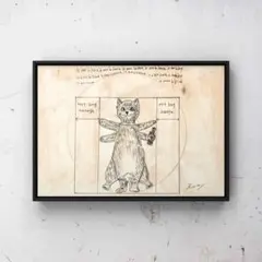 ★A4フレーム付き★オリジナル アートポスター Davinci Cat 猫