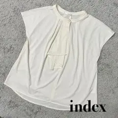 美品★index ボウタイフリル ブラウス オフホワイト L フレンチスリーブ