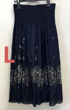 【美品】ブラックロングフレアスカートウエスト総ゴムサイズL