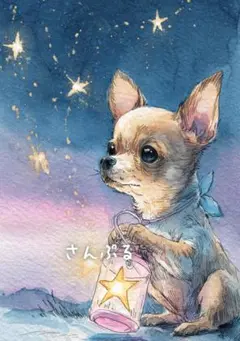 1205 オリジナル アニマルステッカー 動物 チワワ 星空 4枚