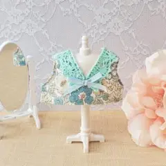 【10cmぬい服】小花柄エプロンワンピースB