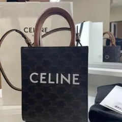 CELINE セリーヌ ミニ バーティカルカバ / トリオンフ キャンバス タン