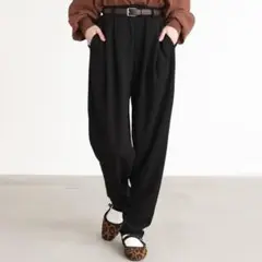 n'OrLABEL カットジョーゼットタック テーパードパンツ ロングパンツ
