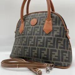 フェンディ PVC×レザー 2way ショルダーバッグ ズッカ FFロゴ