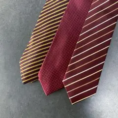 ブランドネクタイ3本セット ボルドー系 ストライプ&ドット