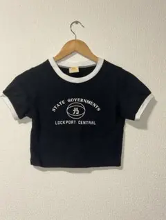 STATE GOVERNMENTS クロップドTシャツ ネイビー