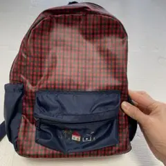 美品 ファミリア リュック 赤 チェック