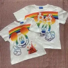 ディズニー　ミッキー１２０　ミニー１５０　レインボーＴシャツ　セット